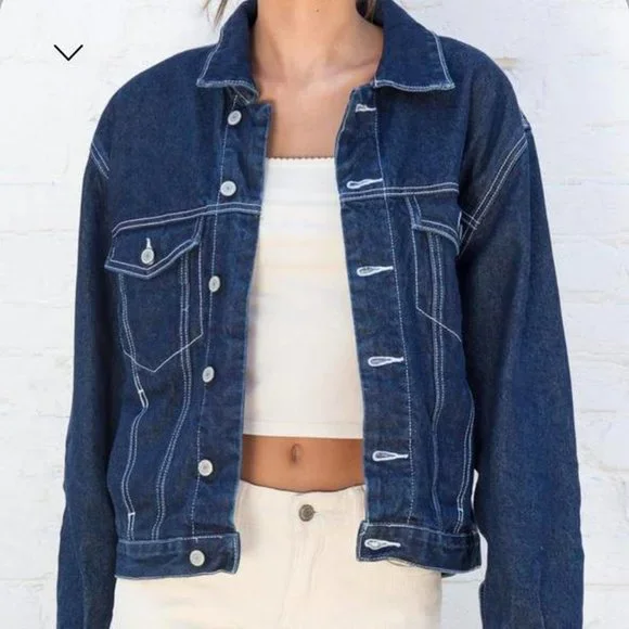 Brandy Melville Jackets Coats John Galt Brandy Melville Jean Jacket Denim Jacket Small Dark Wash Poshmark